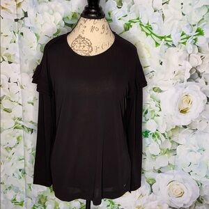 𝅺CALVIN Klein black pullover top with ruffles